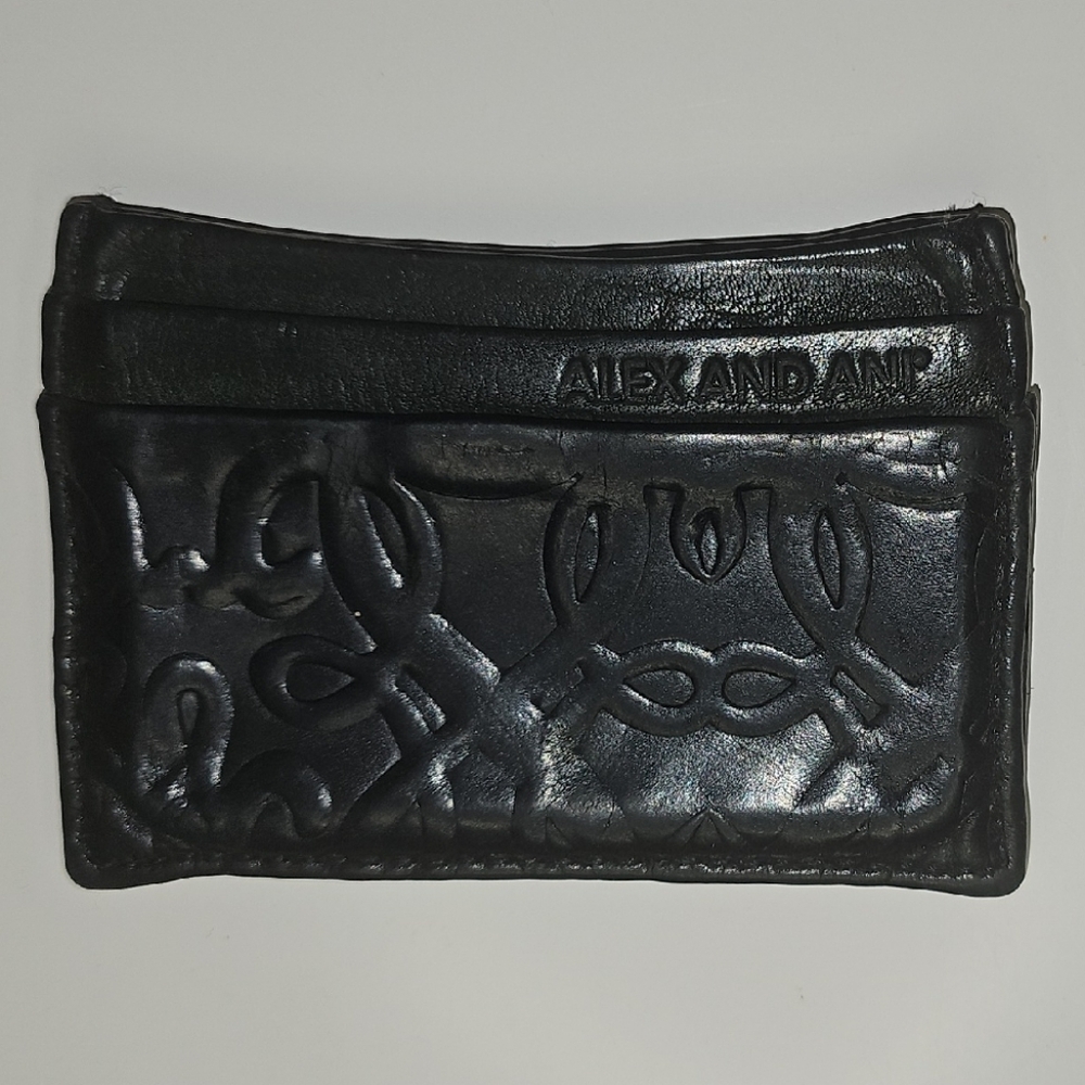Alex and Ani Black Embossed Card Holder